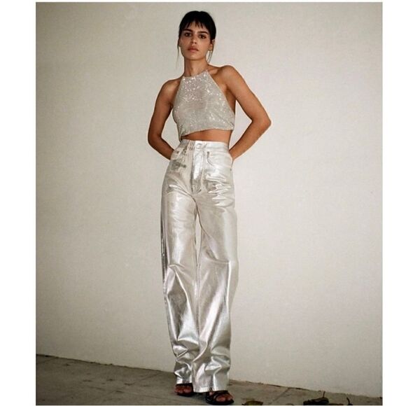 ZARA MID-RISE BOYFRIEND JEANS The Boy Boy Fit In Silver - Picture 4 of 10